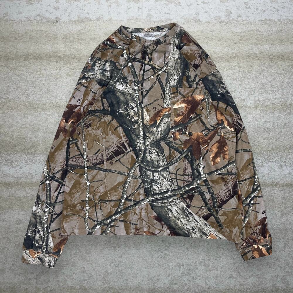 Vintage 90s Fusion 3D Hunting Camo Shirt Mens 2XL Woodland Cotton Long Sleeve